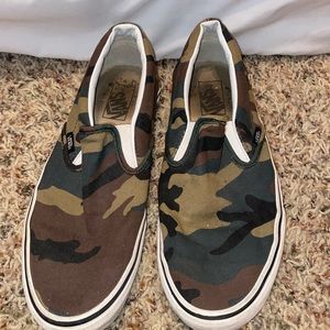 camo vans slip ons